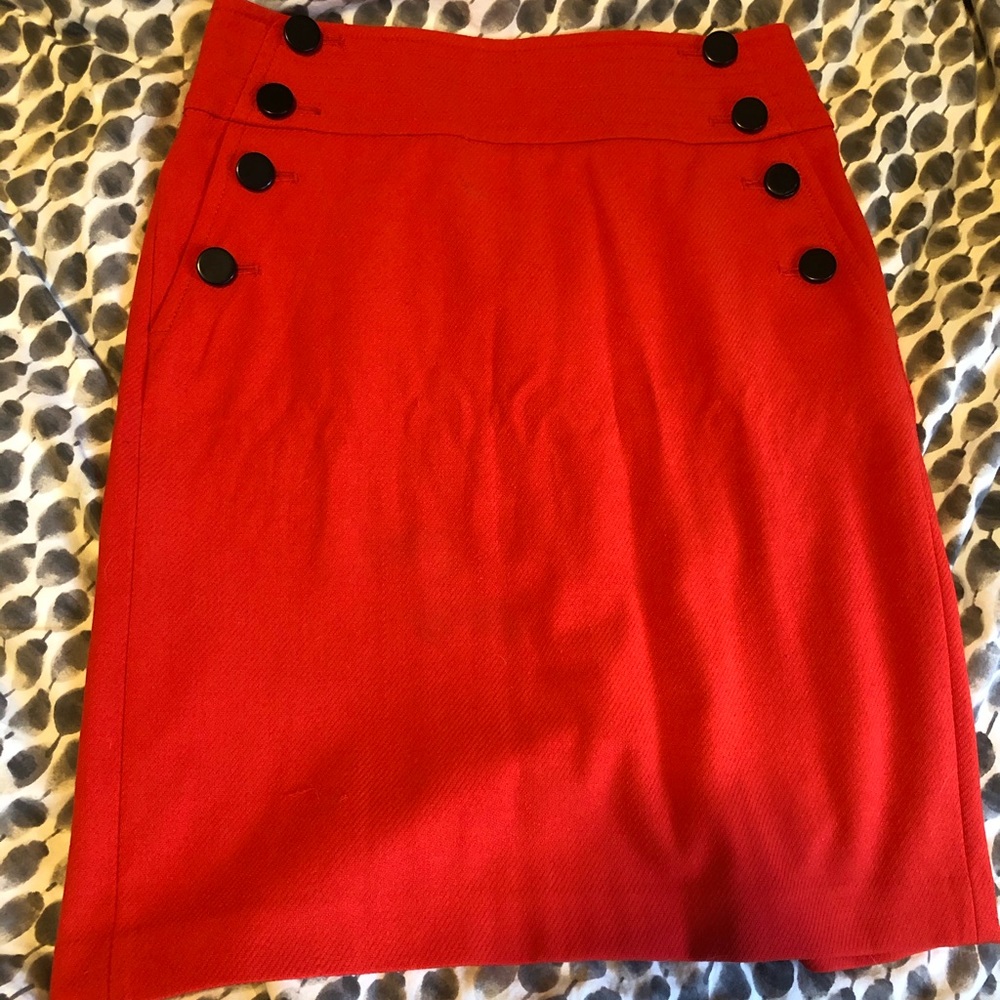 Bright red pencil skirt